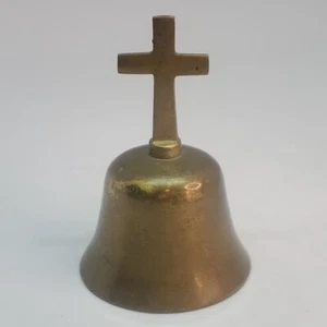 Vintage Brass Bell Cross Handle Small 2.75" - Picture 1 of 9