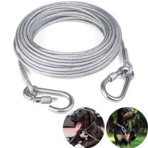 Double-headed Dog Tie Out Cable Leash Raction Rope with Metal Buckle Steel Wire - Picture 1 of 9