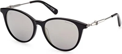 Moncler ML 0226 01C Negro Gris Espejo Redondo Plástico Gafas de sol Marco 53-16-140 Foto 1 de 2