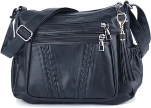 Mujer De Moda Negras Casuales Bolsos Para Dama Multi Bolsillo O Bolsa De Hombro - Picture 1 of 7