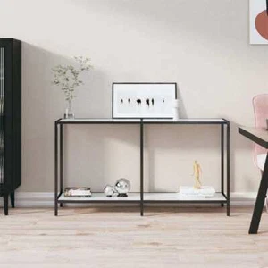 NNEVL Console Table White 140x35x75.5 cm Tempered Glass - Picture 1 of 9