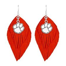 43373 Clemson Tigers Boho Earrings with Orange Suede Leather