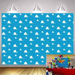 Blue Sky White Clouds Backdrop Toy Story Birthday Baby Shower Photo Background - Picture 1 of 9