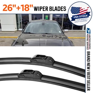 26"&18" Front Windshield Wiper Blades Fit For Chevrolet Malibu 2016-2021 2pcs - Picture 1 of 12