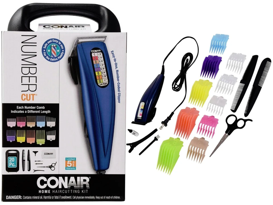 Conair 20 Pc Color Code Grooming Corded Men Hair Clipper Taper HairCutting Kit  - Image 1 of 4