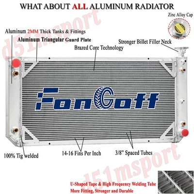 3 Row Aluminum Radiator For 1988-1993 Chevy GMC C/K 1500 2500 3500 Pickup 6.2 V8 — 第 1/4 张图片