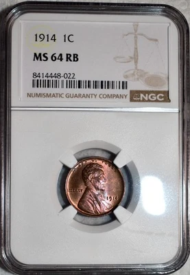 NGC MS-64 RB 1914-P Lincoln Cent, Attractively Toned, Red-Brown specimen. - Image 1 of 2