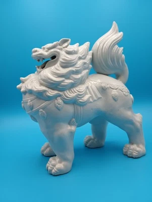 Estatuilla de perro Pixiu Foo de porcelana blanca china rara de 8,5" Foto 1 de 4