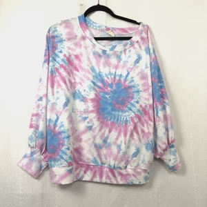 Peach Love California Sweatshirt Damen Gr. M Batik One Shoulder Oversized - Bild 1 von 8