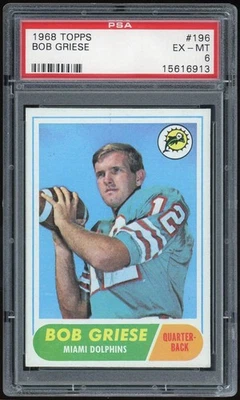 1968 Topps #196 Bob Griese RC PSA 6 *6913 - Image 1 of 2