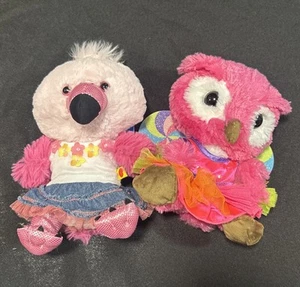 Neu ohne Etikett 2 - Build A Bear Smallfrys 2013 7 Zoll rosa Plüsch Eule und Flamingo mit Outfits - Bild 1 von 12