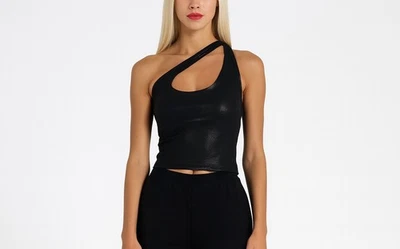 Sexy! Old Navy Active Power Support Light Support Leather Look Black Size S - Image 1 of 4