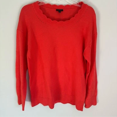 Nuevo con etiquetas Suéter Talbots Detalle Vieira Manga Larga Talla Mediana Coral Naranja Rosa Foto 1 de 4