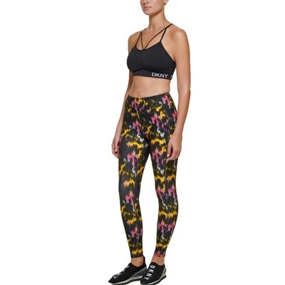 DKNY Sport Printed High Waist 7/8 Length Tights Sz XS Black Currant Light Trace - Image 1 of 4