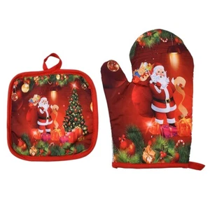 1x Guante para Horno y Soporte para Olla Guantes para Microondas Resistentes al Calor Decoración de Fiesta de Navidad - Imagen 1 de 12