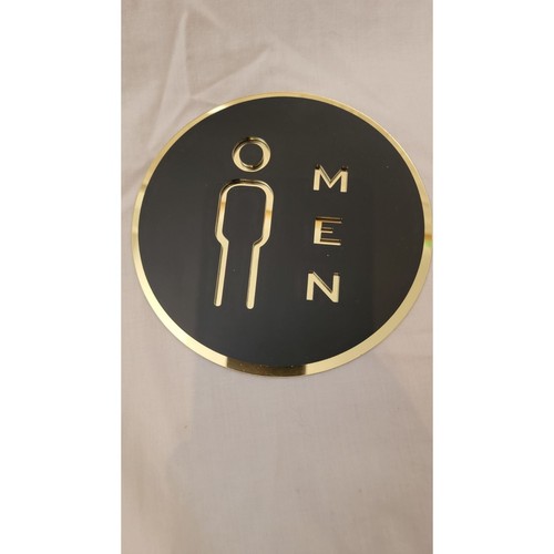 Men & Women Restroom Bathroom Signs Gold & Black 6