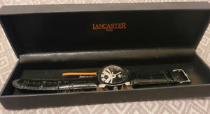Lancaster Italian Black Leather Stainless Steel Quartz 0346 Men’s Watch - Picture 1 of 10