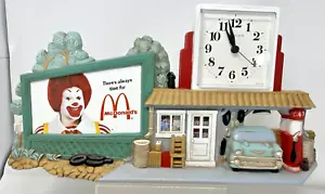Vintage 1992 McDonalds Uhr Werbetafel Route 66 Tankstelle mit 57 Chevy-Burwood #3130 - Bild 1 von 6