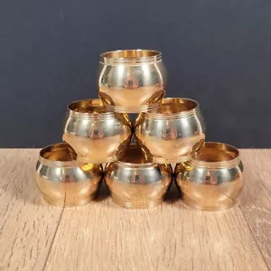 x6 Brass Napkin Rings / Holders, With Banding and Rounded Design - Picture 1 of 10