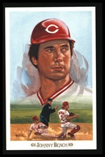 1989 PEREZ-STEELE "JOHNNY BENCH" ART POSTCARD  SHARP! (COMBINED SHIP)