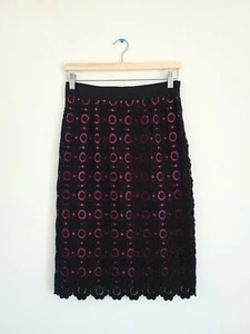 Falda Moschino Barata y Chic Negra y Magenta Larga Media Talla 8 - Imagen 1 de 10