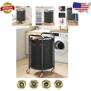 Durable Rolling Laundry Hamper - 190L Capacity with Steel Frame & Easy Assembly - Picture 1 of 11