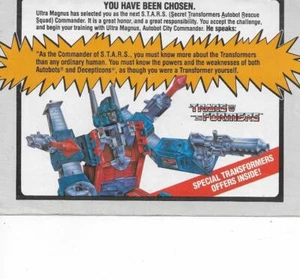 Transformers Originale G1 1986 Mail ln Offerta Inserto - Foto 1 di 1