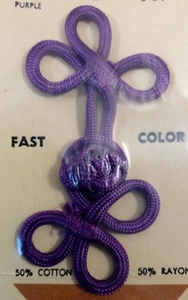 Frog Knot Closure Fastener Purple cotton rayon 3.5" Wrights WE Wright Vintage - Picture 1 of 6