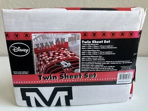Vintage DISNEY Mickey Mouse ZWILLING Bettwäsche Set Stoff ROT WEISS TEAM MICKEY - NEU! - Bild 1 von 5