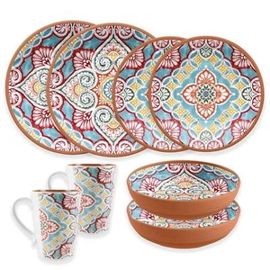 Purely Home Rio Corte 8-teiliges Melamin/Kunststoff Outdoor Geschirr & Tassen Set für 2 - Bild 1 von 4