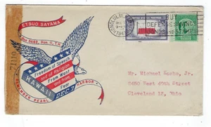 1943 Honolulu Hawaii, WWII Censored Patriotic, 1943 Christmas Seals - Picture 1 of 2