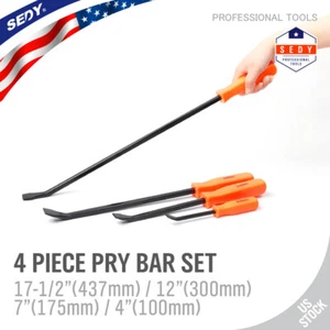 4pc Pry Bar Set Mechanics 17-1/2" 12" 7" 4" Neon Handle Heavy Duty Drop Forged - Picture 1 of 6
