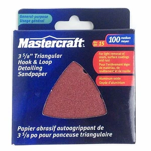 Papel de lija de detalle de gancho y bucle triangular de 3 5/8"" Mastercraft, 100 mediano, 15/P - Imagen 1 de 2