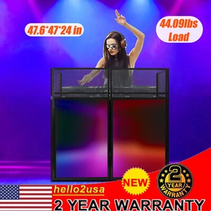 Foldable DJ Booth Stand DJ Booth Facade Table DJ Controller Stand with Casters - Picture 1 of 16