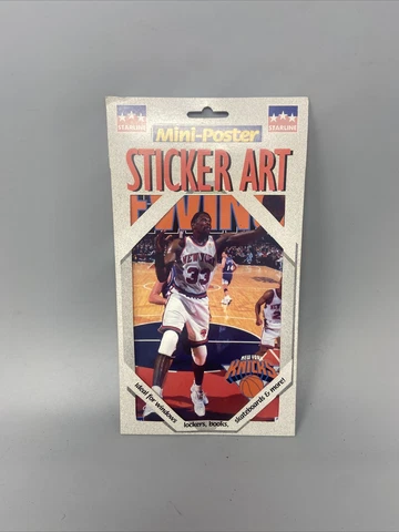 Vtg 1998 New York NBA Knicks Patrick Ewing Mini Poster Sticker Art Starline NEW Cover