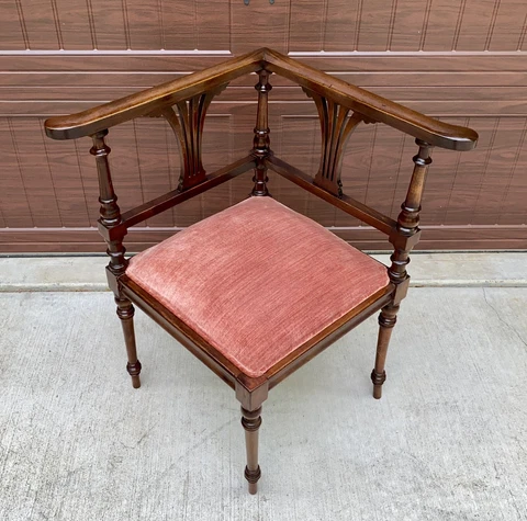 Antique Solid Oak Accent Corner Chair Traditional Style Cover