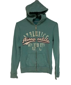 Aeropostale Hoodie Sweatshirt Jacket Full Zip Pale Blue Grunge Women's Small - Picture 1 of 5