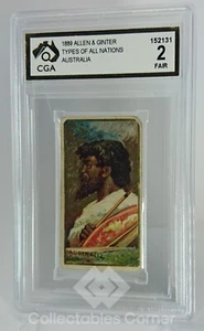 Very Rare 1889 Allen & Ginter Types Of All Nations Australia Card Graded 2 - Foto 1 di 2