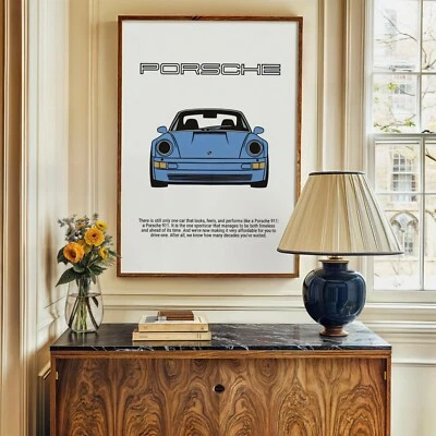 Porsche 911 Wall Art | Classic Car Poster | Vintage Sports Car   - Poster Decor - Image 1 of 3