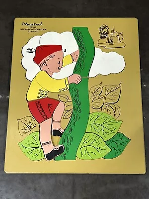 Rompecabezas vintage con incrustaciones de madera Playskool Jack & The Beanstalk 186-12 falta 1 pieza Foto 1 de 4