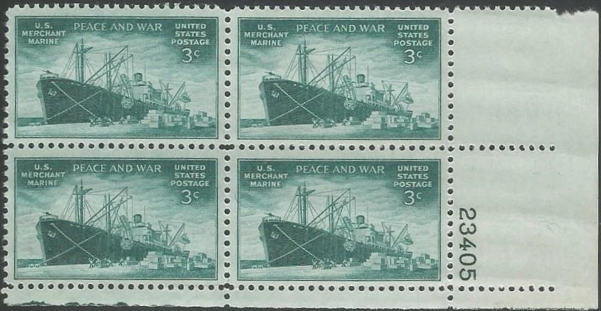 Plate Block - Scott 939 - 3 cent - U.S. Merchant Marines - 1946 - MNH - Image 1 of 1