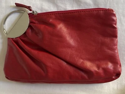 Cartera Monedero Cartera De Colección Imitación Cuero Rojo Cremallera Suave Retro Organización Borde Plateado Foto 1 de 4