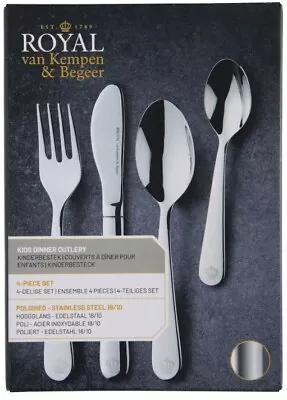 KINDERBESTECK EDEL LUXUS KRONE ROYAL VAN KEMPEN BEGEER MESSER GABEL LÖFFEL NEU ! - Bild 1 von 4