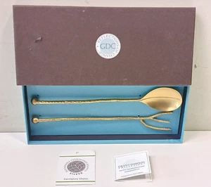RARE Grant Dawson "MANGROVE Collection 24k GP Salad Fork & Spoon Utensils MIB - Picture 1 of 5