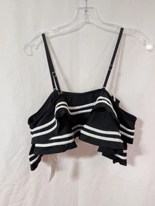 Traje de baño Jess Lea para mujer talla L negro blanco con volantes fuera del hombro - Nuevo con etiquetas - Imagen 1 de 9