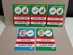 Vintage 1980s Lot (5) Los Angeles Dodgers Logo Fleer Baseball Sticker Cards - Picture 1 of 7