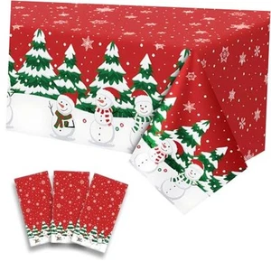 Matte Christmas Tablecloth, 3 Pack Disposable Plastic Table Cloth, Christmas - Picture 1 of 7