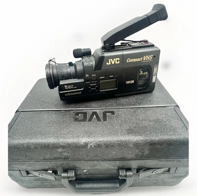 JVC GR-65U Compact VHS C Handheld Camcorder w/ Cables, Charger, Case - Image 1 of 4