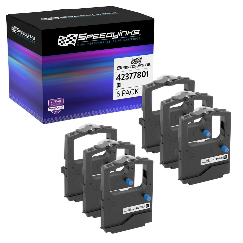 6PK Compatible Okidata 42377801 Black Ribbon Microline 400 420 491 421 421N 490N - Image 1 of 4