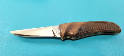 FINE Vintage Gerber Folding Hunter Knife 1968-1974 Checkered Walnut TR499 - Image 1 of 4